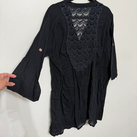 Swimsuits For All Women’s 18/20 Black Button Front Cover Up GUC - Picture 3 of 3